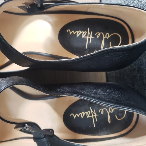 Cole Haan black open toe wedge heel size 9 - Picture 10 of 13